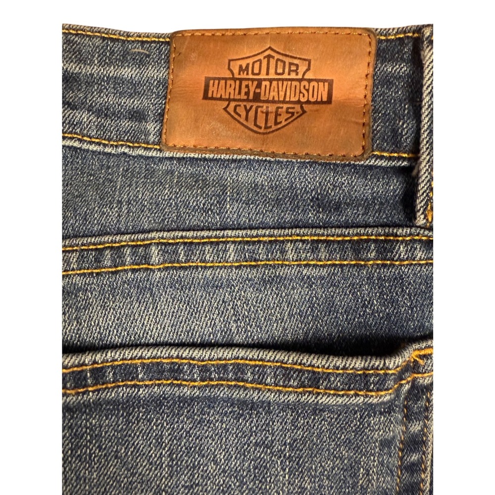 Harley Davidson Curvy Bootcut Jeans Women 34 Blue Medium Wash Denim - Picture 8 of 12